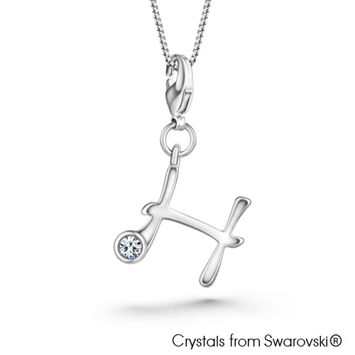 Alphabet H Charm Necklace (Clear Crystal, Pure Rhodium Plated) - Lush Addiction, Crystals from Swarovski®