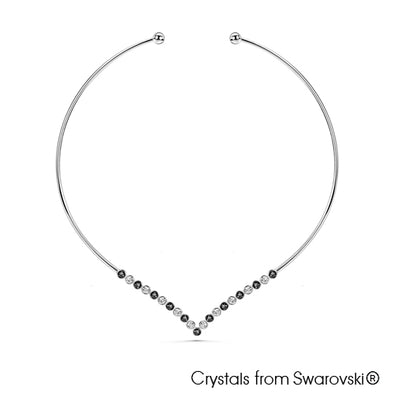Modernistic Necklace (Jet, Pure Rhodium Plated) - Lush Addiction, Crystals from Swarovski®