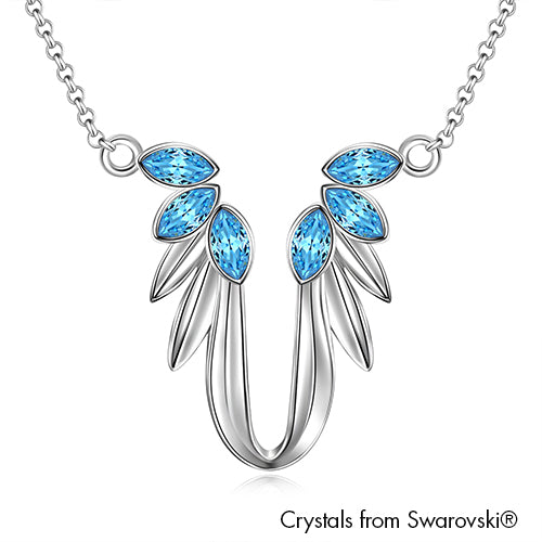 Guardian Angel Necklace (Aquamarine, Pure Rhodium Plated) - Lush Addiction, Crystals from Swarovski