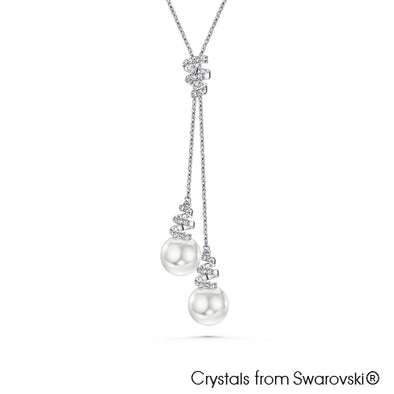 Graceful Necklace Clear Crystal Pure Rhodium Plated Lush Addiction Crystals and Pearls from Swarovski