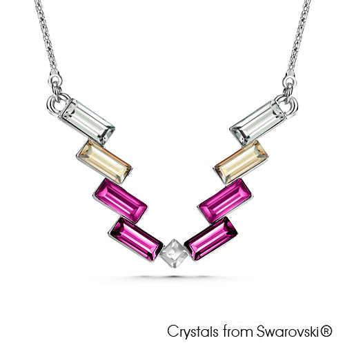 Victory Baguette Necklace Fuchsia Pure Rhodium Plated Lush Addiction Crystals from Swarovski
