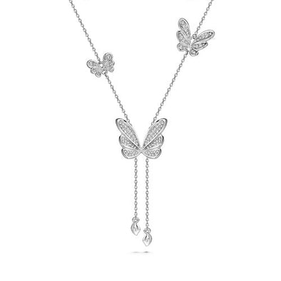 Butterfly Dance Necklace (Clear Crystal, Pure Rhodium Plated) - Lush Addiction, Crystals from Swarovski
