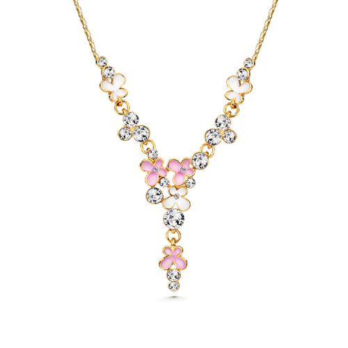 Spring Necklace Rose 18K Gold Plated Lush Addiction Crystals from Swarovski