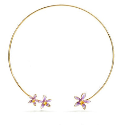 Cattleya Orchid Necklace Tanzanite 18K Gold Plated Lush Addiction Crystals from Swarovski
