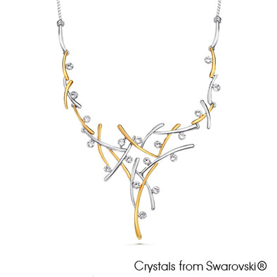 Aura Statement Necklace (Clear Crystal, Pure Rhodium and 18K Gold Plated) - Lush Addiction, Crystals from Swarovski®