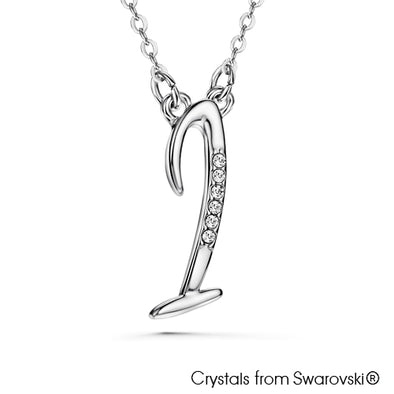 Alphabet I Necklace (Clear Crystal, Pure Rhodium Plated) - Lush Addiction, Crystals from Swarovski®