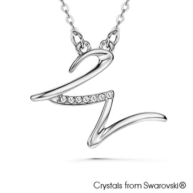 Alphabet W Necklace (Clear Crystal, Pure Rhodium Plated) - Lush Addiction, Crystals from Swarovski®