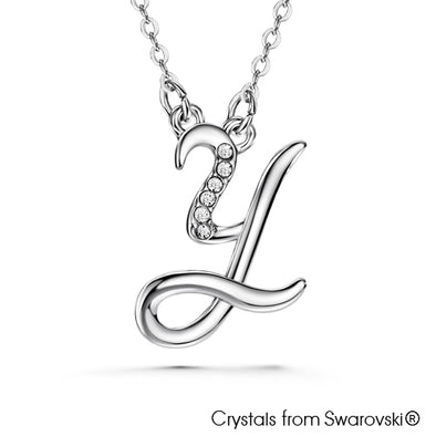 Alphabet Y Necklace (Clear Crystal, Pure Rhodium Plated) - Lush Addiction, Crystals from Swarovski®