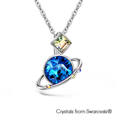 Galaxy Necklace (Aquamarine, Pure Rhodium Plated) - Lush Addiction, Crystals from Swarovski®