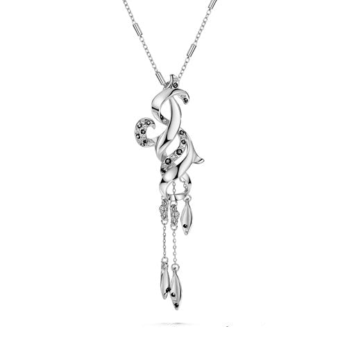 Charming Tassel Necklace (Jet, Pure Rhodium Plated) - Lush Addiction, Crystals from Swarovski®