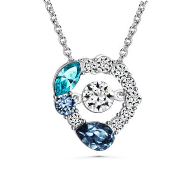 Enchanting Necklace with Dancing Crystal (Multi-Colour, Pure Rhodium Plated) - Lush Addiction, Crystals from Swarovski®