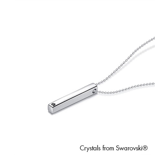Solitaire Bar Necklace Jet Pure Rhodium Plated Lush Addiction Crystals from Swarovski