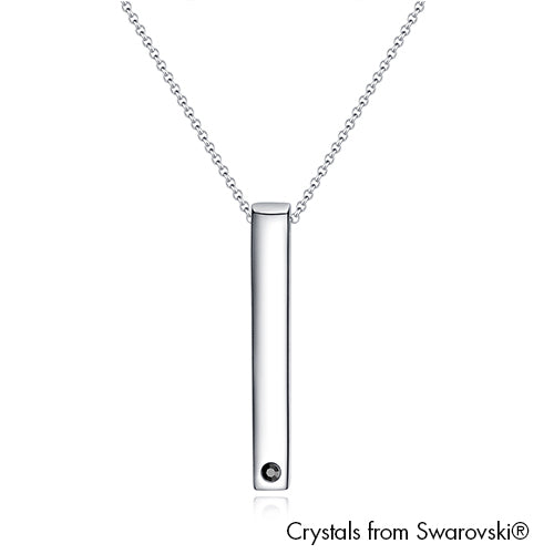 Solitaire Bar Necklace Jet Pure Rhodium Plated Lush Addiction Crystals from Swarovski