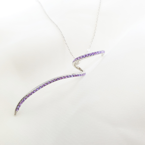 Statement Necklace Violet Pure Rhodium Plated Lush Addiction Crystals From Swarovski