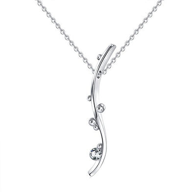 Aquatic Necklace (Clear Crystal, Pure Rhodium Plated) - Lush Addiction, Crystals from Swarovski