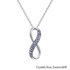 Infinity Necklace Tanzanite Pure Rhodium Plated Lush Addiction Crystals from Swarovski