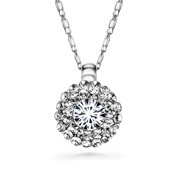 Cloris Necklace (Clear Crystal, Pure Rhodium Plated) - Lush Addiction, Crystals from Swarovski®