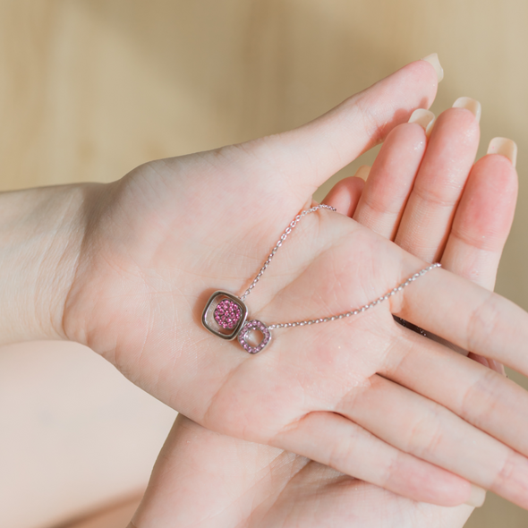 Avis Necklace Rose Pure Rhodium Plated Lush Addiction Crystals from Swarovski