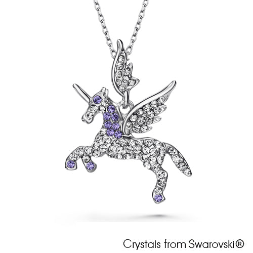 Unicorn Necklace (Tanzanite, Pure Rhodium Plated) - Lush Addiction, Crystals from Swarovski®