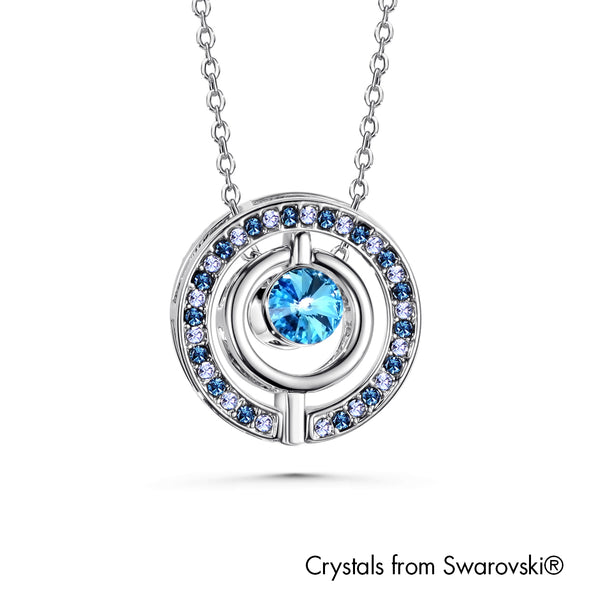 Three Way Necklace (Aquamarine, Pure Rhodium Plated) - Lush Addiction, Crystals from Swarovski®