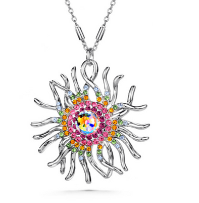 Jellyfish Necklace Multi Colour Pure Rhodium Plated Lush Addiction Crystals from Swarovski