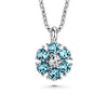 Flower Birthstone Necklace (Aquamarine, Pure Rhodium Plated) - Lush Addiction, Crystals from Swarovski