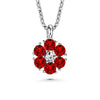 Flower Birthstone Necklace (Garnet, Pure Rhodium Plated) - Lush Addiction, Crystals from Swarovski