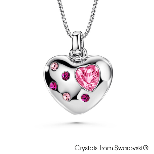 Valentine Necklace (Light Rose, Pure Rhodium Plated) - Lush Addiction, Crystals from Swarovski®