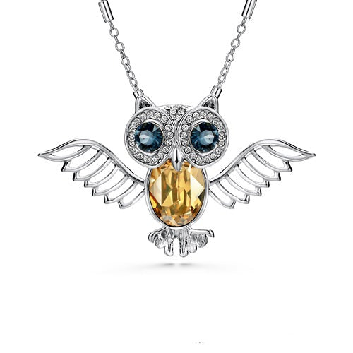 Wisdom Owl Necklace (Pure Rhodium Plated) - Lush Addiction, Crystals from Swarovski®