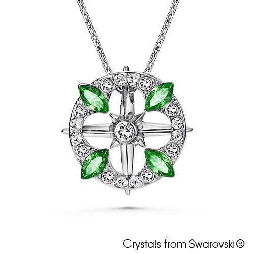 Clover Necklace (Peridot, Pure Rhodium Plated) - Lush Addiction, Crystals from Swarovski