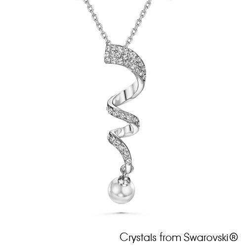 Graceful Swarovski Crystal Pearl Necklace Clear Crystal Pure Rhodium Plated Lush Addiction Crystals from Swarovski