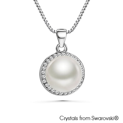 Classic Swarovski Crystal Pearl Necklace Clear Crystal Pure Rhodium Plated Lush Addiction Crystals from Swarovski