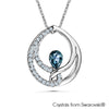 Binding Teardrop Necklace (Denim Blue, Pure Rhodium Plated) - Lush Addiction, Crystals from Swarovski®