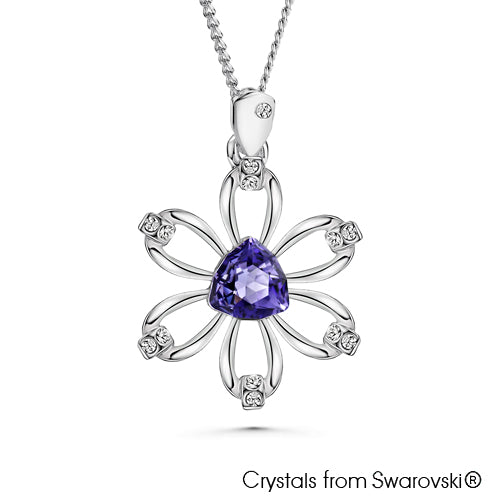Clematis Necklace Vintage Rose Pure Rhodium Plated Lush Addiction Crystals from Swarovski