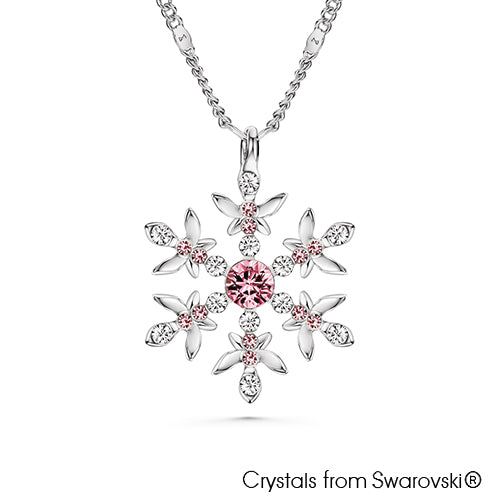 Snowflake Necklace (Light Rose, Pure Rhodium Plated) - Lush Addiction, Crystals from Swarovski®