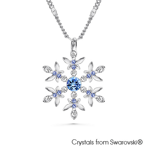 Snowflake Necklace (Light Sapphire, Pure Rhodium Plated) - Lush Addiction, Crystals from Swarovski®
