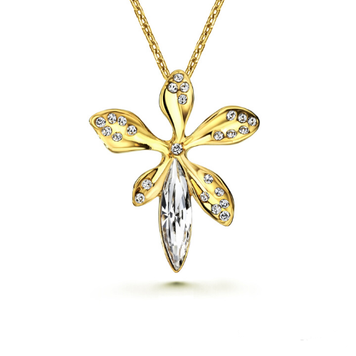 Laelia Necklace (Clear Crystal, 18K Gold Plated) - Lush Addiction, Crystals from Swarovski
