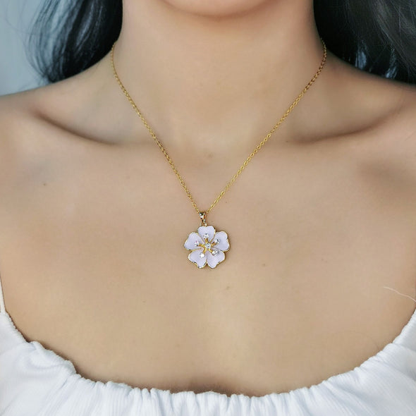 Sakura Necklace (Clear Diamond, 18K Gold Plated) - Lush Addiction, Crystals from Swarovski