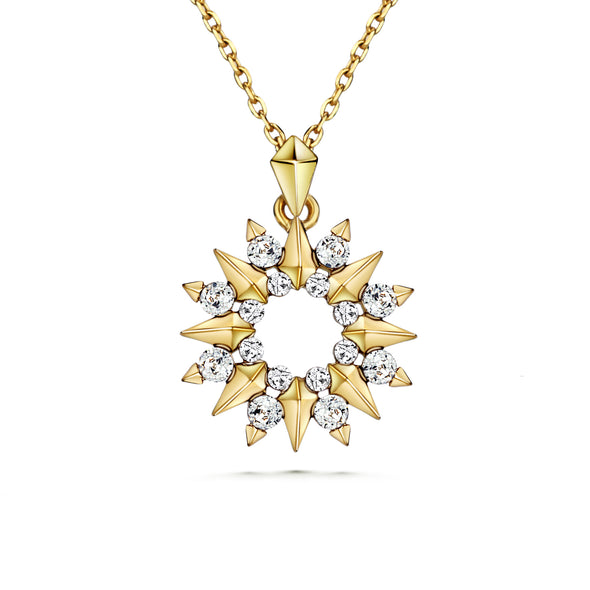 Sunray Necklace (Clear Diamond, 18K Gold Plated) - Lush Addiction, Crystals from Swarovski