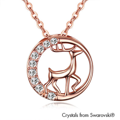 Reindeer Necklace (Clear Crystal, Rose Gold Plated) - Lush Addiction, Crystals from Swarovski®