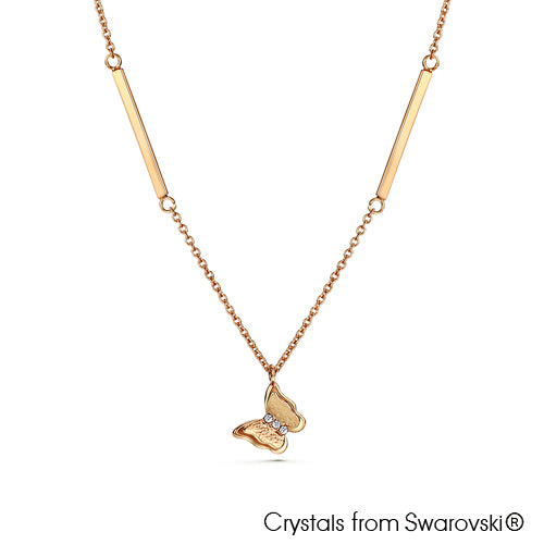 Romantic Butterfly Necklace (Clear Crystal, Rose Gold Plated) - Lush Addiction, Crystals from Swarovski®