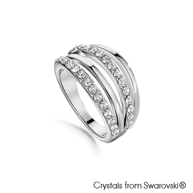 Tassel Ring (Clear Crystal, Pure Rhodium Plated) - Lush Addiction, Crystals from Swarovski®