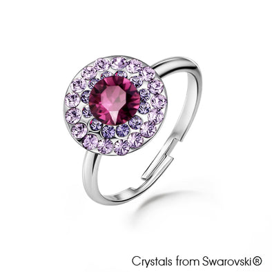 Cloris Ring (Amethyst, Pure Rhodium Plated) - Lush Addiction, Crystals from Swarovski®
