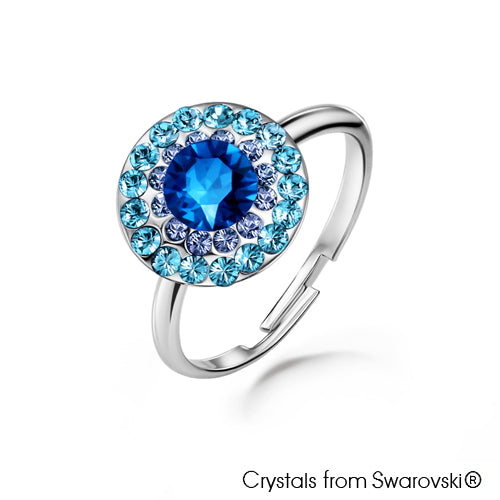 Cloris Ring (Capri Blue, Pure Rhodium Plated) - Lush Addiction, Crystals from Swarovski®