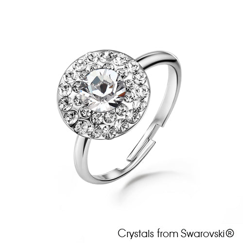 Cloris Ring (Clear Crystal, Pure Rhodium Plated) - Lush Addiction, Crystals from Swarovski®