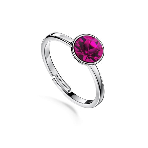Solitaire Birthstone Ring (Amethyst, Pure Rhodium Plated) - Lush Addiction, Crystals from Swarovski