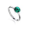 Solitaire Birthstone Ring (Emerald, Pure Rhodium Plated) - Lush Addiction, Crystals from Swarovski