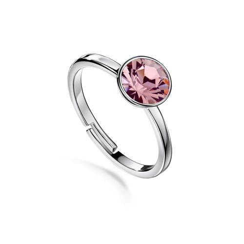 Solitaire Birthstone Ring (Light Amethyst, Pure Rhodium Plated) - Lush Addiction, Crystals from Swarovski