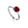 Solitaire Birthstone Ring (Ruby, Pure Rhodium Plated) - Lush Addiction, Crystals from Swarovski