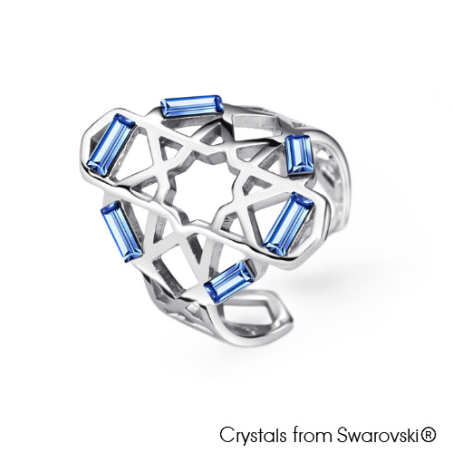 Mosaic Ring (Light Sapphire, Pure Rhodium Plated) - Lush Addiction, Crystals from Swarovski®
